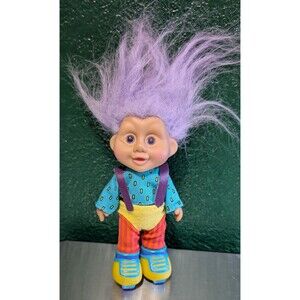 VTG 1992 Applause Troll Doll Purple Hair Roller blades Toy Play Violet Eyes